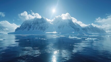 Antartica scenery, winter background illustration