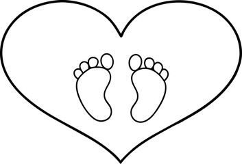Heart shape with paw illustration