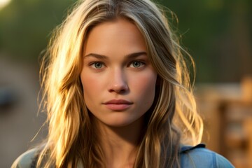 Obraz premium b'Portrait of a young blonde woman with green eyes'