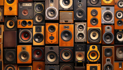 Vintage audio speakers background