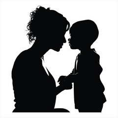 Mom and baby silhouette black and white