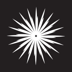 Obraz premium Sunburst, starburst shape on white. Radiating, radial, merging lines. Abstract circular geometric shape. eps10