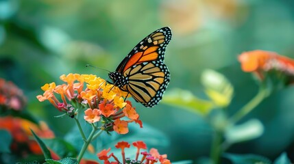 A monarch butterfly is perched on a flower.

