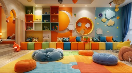 Interior Design: A vibrant children's room with playful furniture