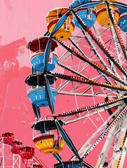 The vibrant colors of the sunset reflect off the Ferris wheel at Santa Monica Pier, creating a mesmerizing and beautiful sight
