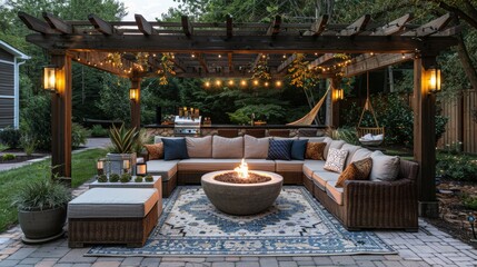 Outdoor Living Comfort: A comfortable outdoor living area with plush seating