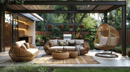 Outdoor Living Style: A stylish outdoor living setup with trendy furniture