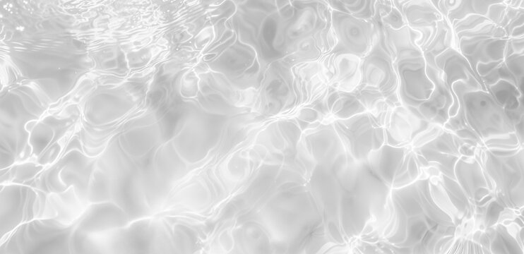 Realistic Water Surface Overlay. Transparent Background with Detailed Ripples and Caustic Light Effects on a Crystal-Clear Water Surface.