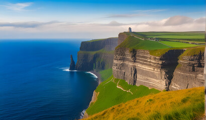 Irish world famous tourist attraction in County Clare. The Cliffs of Moher West coast of Ireland....