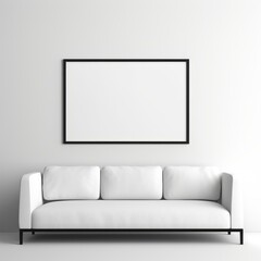 b'White sofa and picture frame'