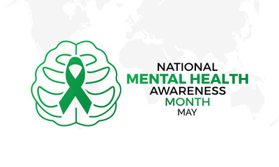 National Mental Health Month health awareness vector illustration. Disease prevention vector template for banner, card, background.