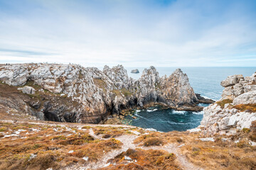 Coast of French Brittany. Cape Pen-Hir (Pointe du Pen-Hir) where is located monument to the Bretons...