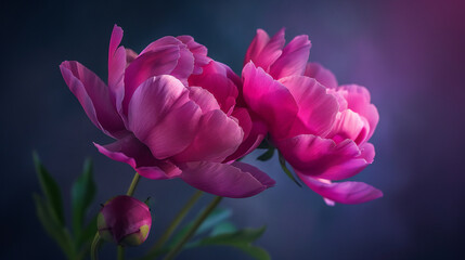 Obraz premium Exquisite Magenta Peonies: A Vibrant Display of Majestic Beauty and Delicate Elegance
