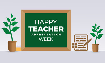 Teacher appreciation week gratitude vector illustration. Education vector template for banner, card, background.