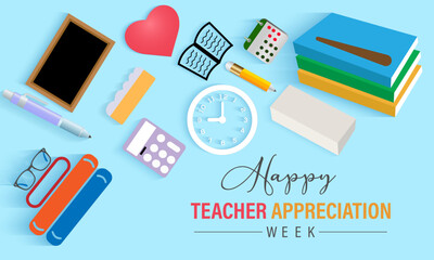 Teacher appreciation week gratitude vector illustration. Education vector template for banner, card, background.