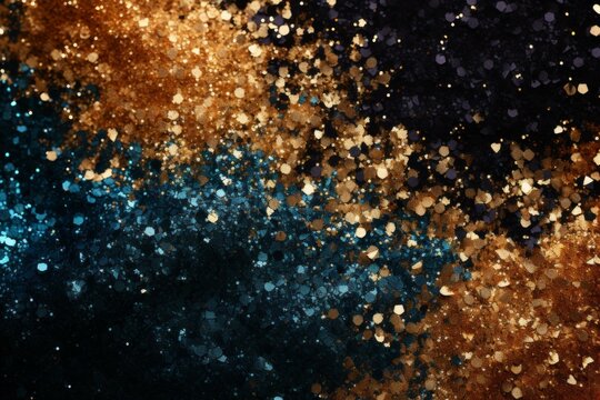 b'Blue and gold glitter texture background'