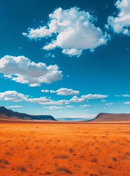 b'A vast arid desert landscape with mountains in the distance'
