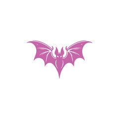 Pink and White Illustration of Bat Silhouette