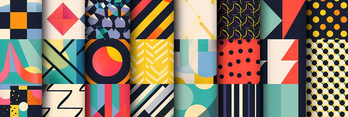 abstract geometric pattern bundle in a variety of colors