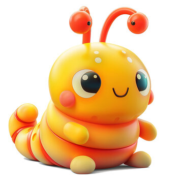 Cute Caterpillar insect cartoon character. 3D Caterpillar insect cartoon illustration