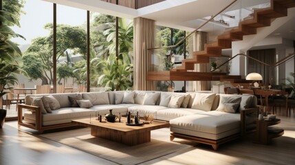 b'Bright and Airy Living Room With Tropical Views'