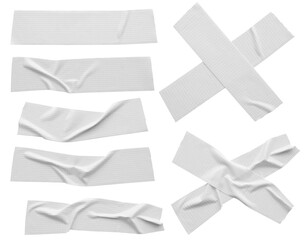 White adhesive sticky tapes isolated on white background