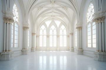 b'ornate white gothic chapel interior'