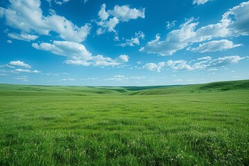 Fototapeta na wymiar b'Grassland scenery under the blue sky and white clouds'