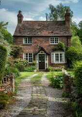 Fototapeta na wymiar b'Charming English country cottage with beautiful garden'