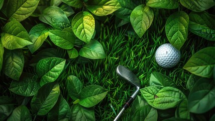 Golf ball background green foliage