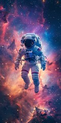 Fototapeta premium b'Astronaut in spacesuit floating in the vastness of space'