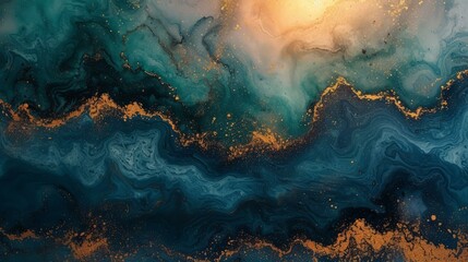 b'Golden and blue abstract painting'