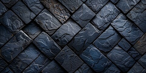 Dark blue slate tiles background texture