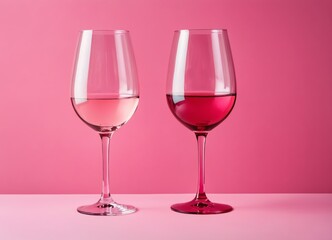 Minimal trend pattern from pink colored wine glasses on pastel pink background