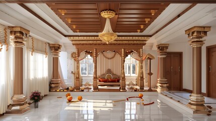 New Style Tample interior ,Hindu Tample, Prayer hall