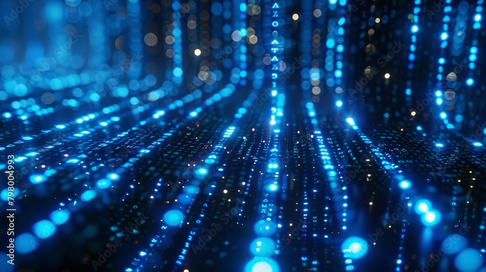 Poster A blue and white image of a computer screen with a lot of small dots