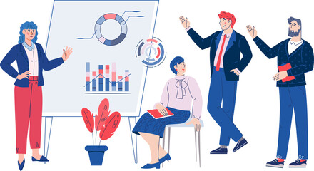 Leadership and teamwork in a corporate setting. Cooperation among business team members.