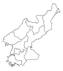 Outline of the map of North Korea with regions