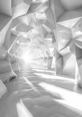 b'Futuristic Sci-Fi White Geometric Tunnel'