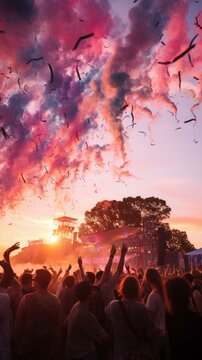 b'Colorful Smoke at a Festival'