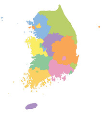 Outline of the map of South Korea with regions