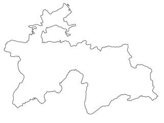Obraz premium Outline of the map of Tajikistan with regions