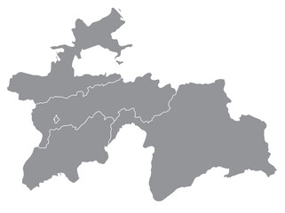 Outline of the map of Tajikistan with regions