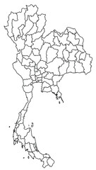 Outline of the map of Thailand with regions