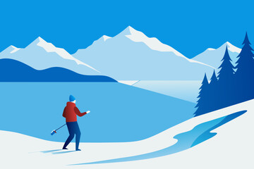 🎣 Dive into Winter Wonderland: Stunning Winter Fishing Vector Illustrations for Your Designs ❄️🐟