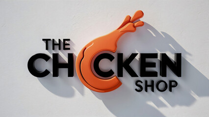 High resolution 3d rendering for a chicken shop logo, poster and banner mock up template, 3d illustration of a brand concept.