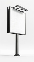 b'Black blank billboard on white background'