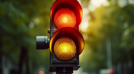 Traffic light tree with a lot of lamps