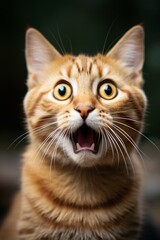 Obraz premium b'A ginger cat with wide open mouth and eyes'
