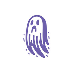 Blue and White Illustration of Sad Ghost